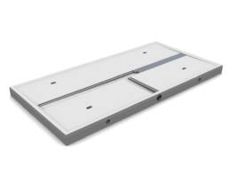 Produktbild einer LKW-Auffangwanne f&uuml;r Stra&szlig;enfahrzeuge Typ 800. Der Ablauf erfolgt mittig und zu einer Seite.